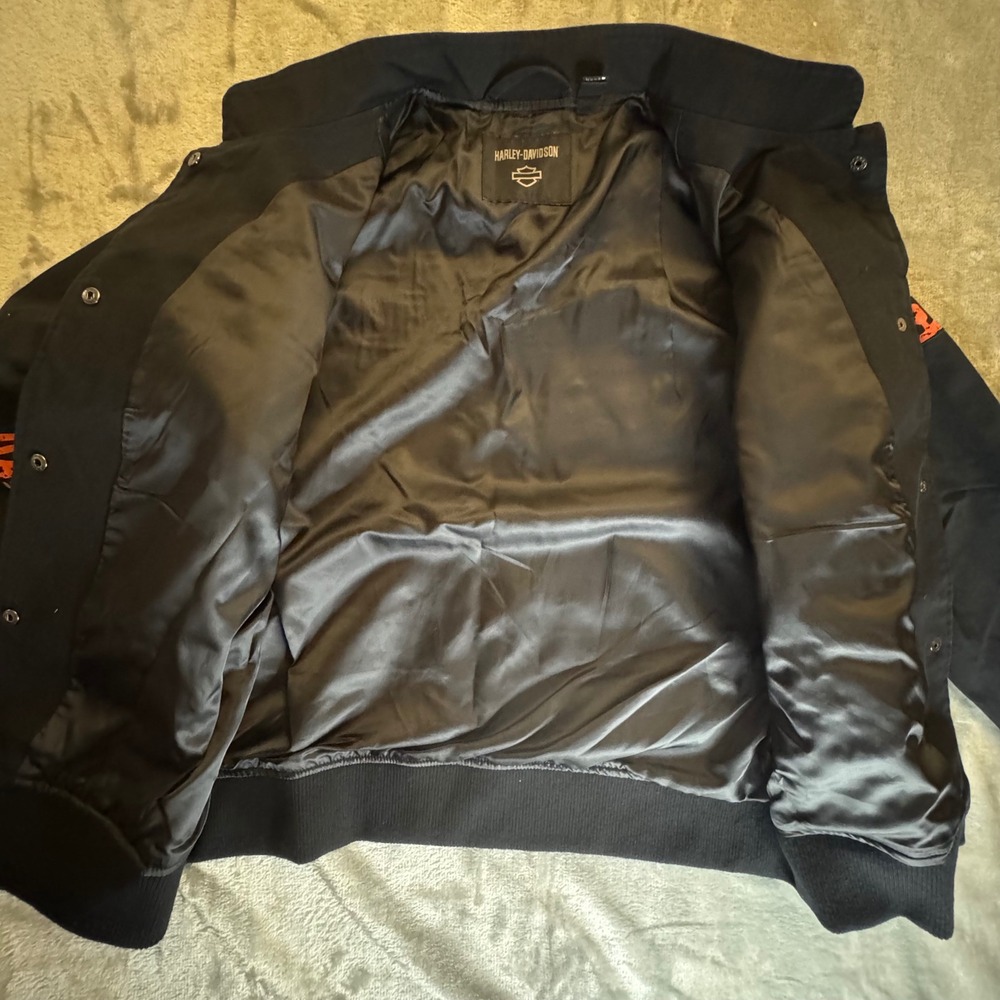 Harley-Davidson Womans Racing Division Jacket Bomber Size S Black Orange Rare - Picture 8 of 16